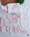 Pudra pembe Müslin tam set hastane çıkışı 
