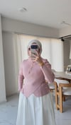 Gold Düğmeli Merserize bluz (pembe)