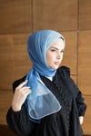Degrade İpek Şal - Mavi