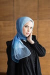 Degrade İpek Şal - Mavi