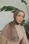 İpekli Çift Katlı Tül - Kahve