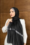 Işıltılı ipek şal -Siyah