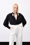  Aksesuar Detaylı Bodysuit Bluz - SİYAH