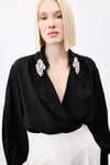  Aksesuar Detaylı Bodysuit Bluz - SİYAH