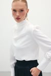  Drape Detaylı Bluz - Ekru