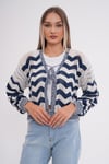  Zigzag Desenli Ajurlu Bağcıklı Triko Hırka
