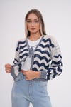  Zigzag Desenli Ajurlu Bağcıklı Triko Hırka