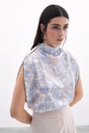 Aksesuarlı Yarasa Kol Bluz - Mavi