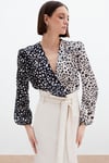 Kruvaze Desenli Bodysuit
