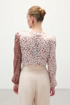 Kruvaze Desenli Bodysuit - Kahve-Bej