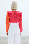 Kruvaze Desenli Bodysuit - Oranj-Fuşya