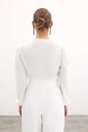 Kruvaze Vatkalı Bodysuit - Ekru