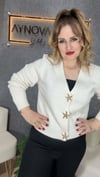 Gold Yıldız Düğmeli Hırka