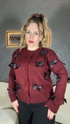 Kurdele Detaylı Bordo Hırka