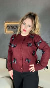 Kurdele Detaylı Bordo Hırka