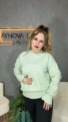 Su Yeşili Pullu Bluz Işıltılı Detaylar