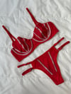 Simli Lori Kırmızı Bralet Takım