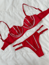 Simli Lori Kırmızı Bralet Takım