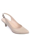 Karvenshoes Haki̇ki̇ Deri̇ Arkasi Açik Krem Renk Sti̇letto 1383