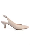 Karvenshoes Haki̇ki̇ Deri̇ Arkasi Açik Krem Renk Sti̇letto 1383