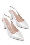 Karvenshoes Haki̇ki̇ Deri̇ Beyaz Renk Sti̇letto 29