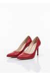 Karvenshoes Haki̇ki̇ Deri̇ Kirmizi Renk Sti̇letto 1352