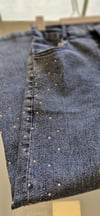 Kız çocuk denim yan kısım taşlı pantolon
