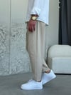 Boyfrıend Kalıp İpli  Krem Jogger Pantolon