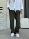 Gabardin Haki Yeşil Keten Pantolon