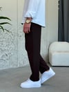 İpli Boyfriend Kahve Jogger Pantolon