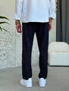 İpli Boyfriend Lacivert Jogger Pantolon
