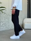 İpli Boyfriend Lacivert Jogger Pantolon