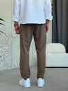 İpli Boyfriend Toprak Rengi Jogger Pantolon