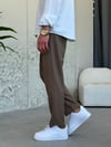 İpli Boyfriend Toprak Rengi Jogger Pantolon