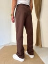 Keten Kahve Baggy Pantolon 