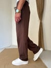 Keten Kahve Baggy Pantolon 