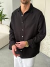 Müslin Kumaş Oversıze Siyah Gömlek