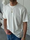 Regular Kalıp Likralı Düz Basıc Beyaz Tişört 
