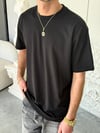 Regular Kalıp Likralı Düz Basıc Siyah Tişört 