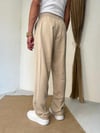 Tensel Kumaş Pileli Krem Baggy Pantolon