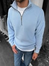 Yarım Fermuar Detaylı Kazak Bebe Mavi