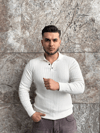 Ivory Ribbed Beyaz Polo Knit