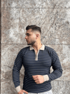 Marine Stripe Quarter-Zip Knit Laci 