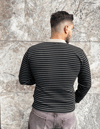 Onyx Stripe Quarter-Zip Knit Siyah