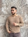 Sand Stripe Bej Polo Knit