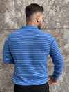 Sky Stripe Mavi Polo Knit