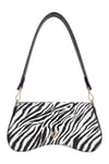 Beyaz Altın Tokalı Zebra Desenli Kadın Omuz Çantası | Beyaz MT1606 