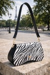 Beyaz Altın Tokalı Zebra Desenli Kadın Omuz Çantası | Beyaz MT1606 