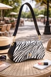 Beyaz Altın Tokalı Zebra Desenli Kadın Omuz Çantası | Beyaz MT1606 