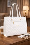 Beyaz Kapitone Desenli Kadın Omuz Çantası | Beyaz MT1525